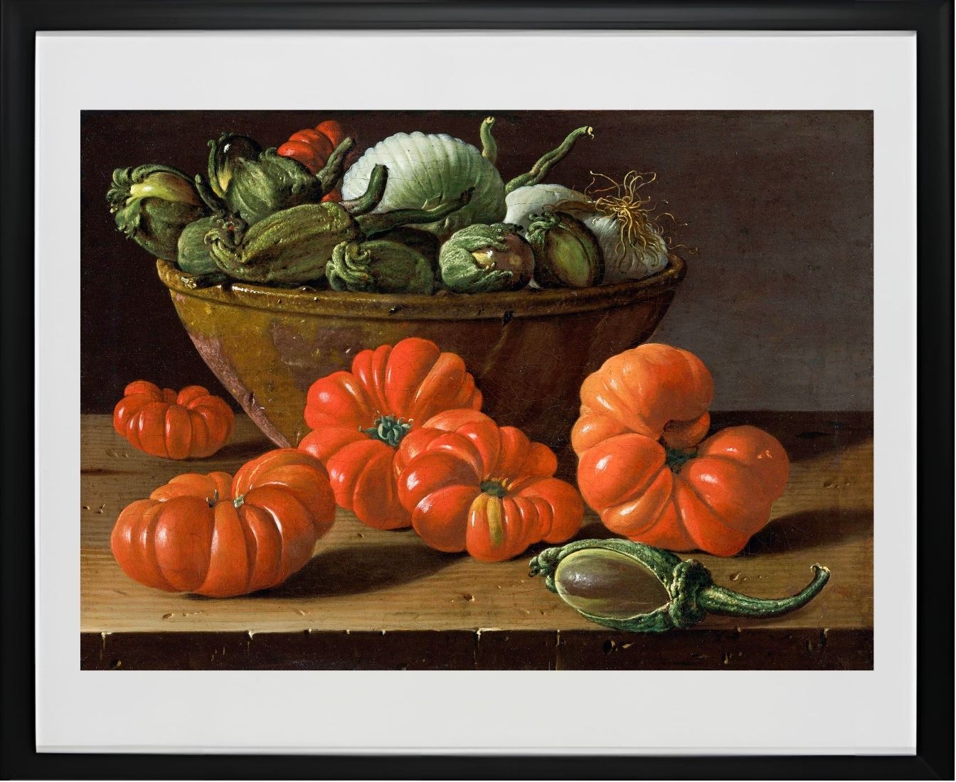 Still Life With Tomatoes, A Bowl Of Aubergines And Onions