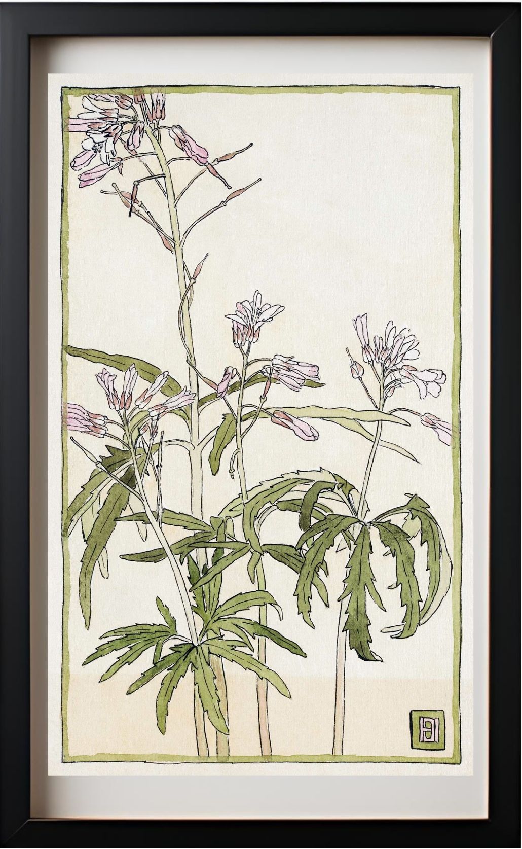 Pink Flowers with Spiky Green Leaves