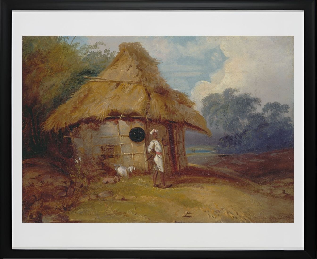 View in Southern India, with a Warrior Outside his Hut