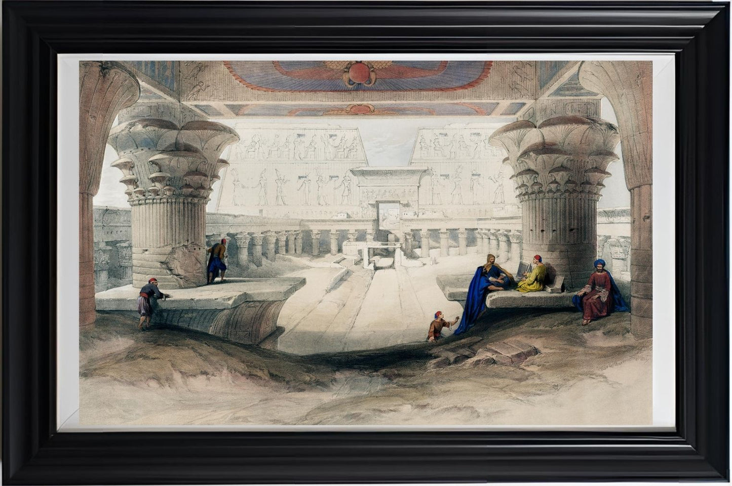 View from under the portico of Temple of Edfou in upper Egypt
