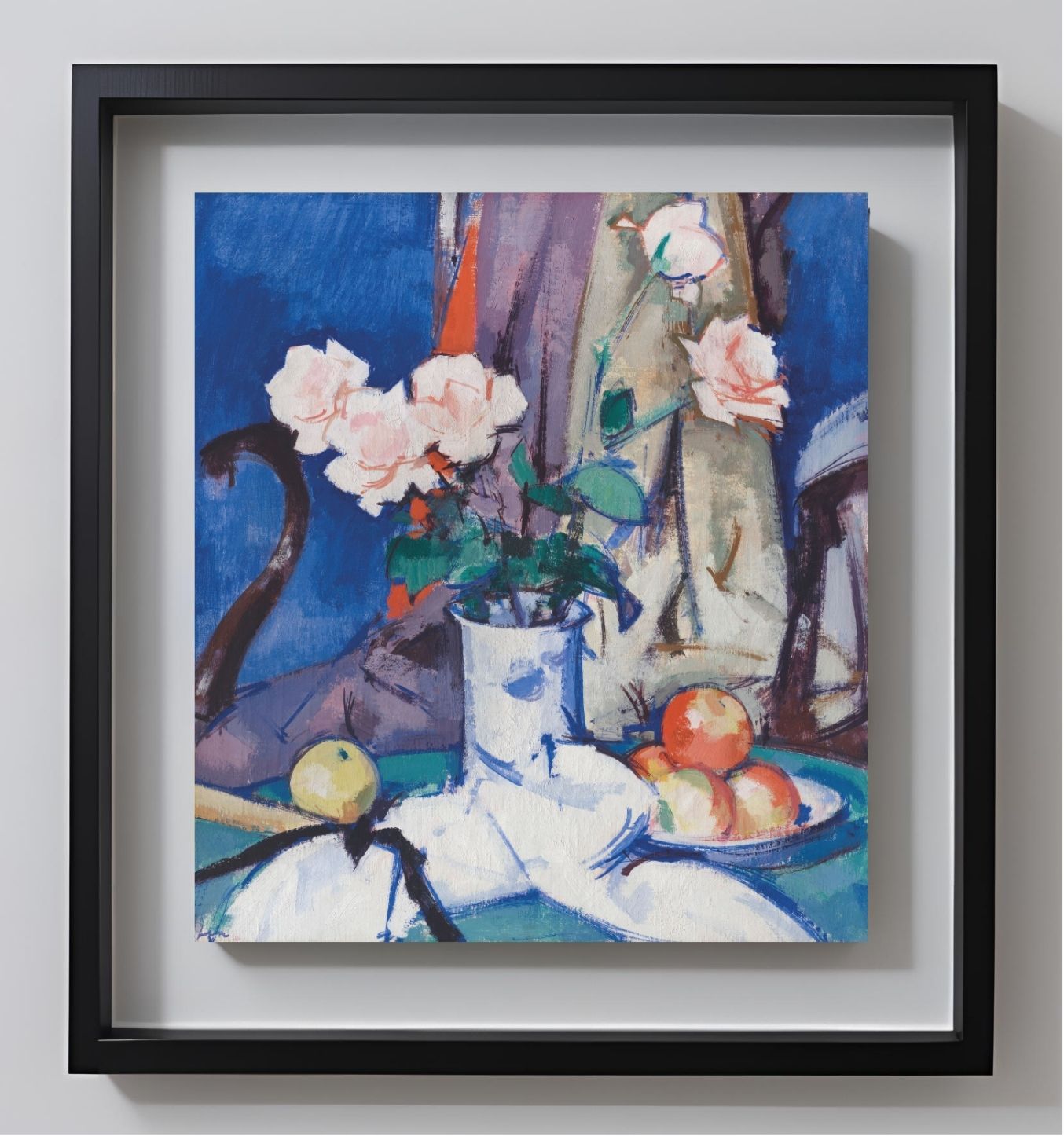 Still Life, Apples and Pink Roses