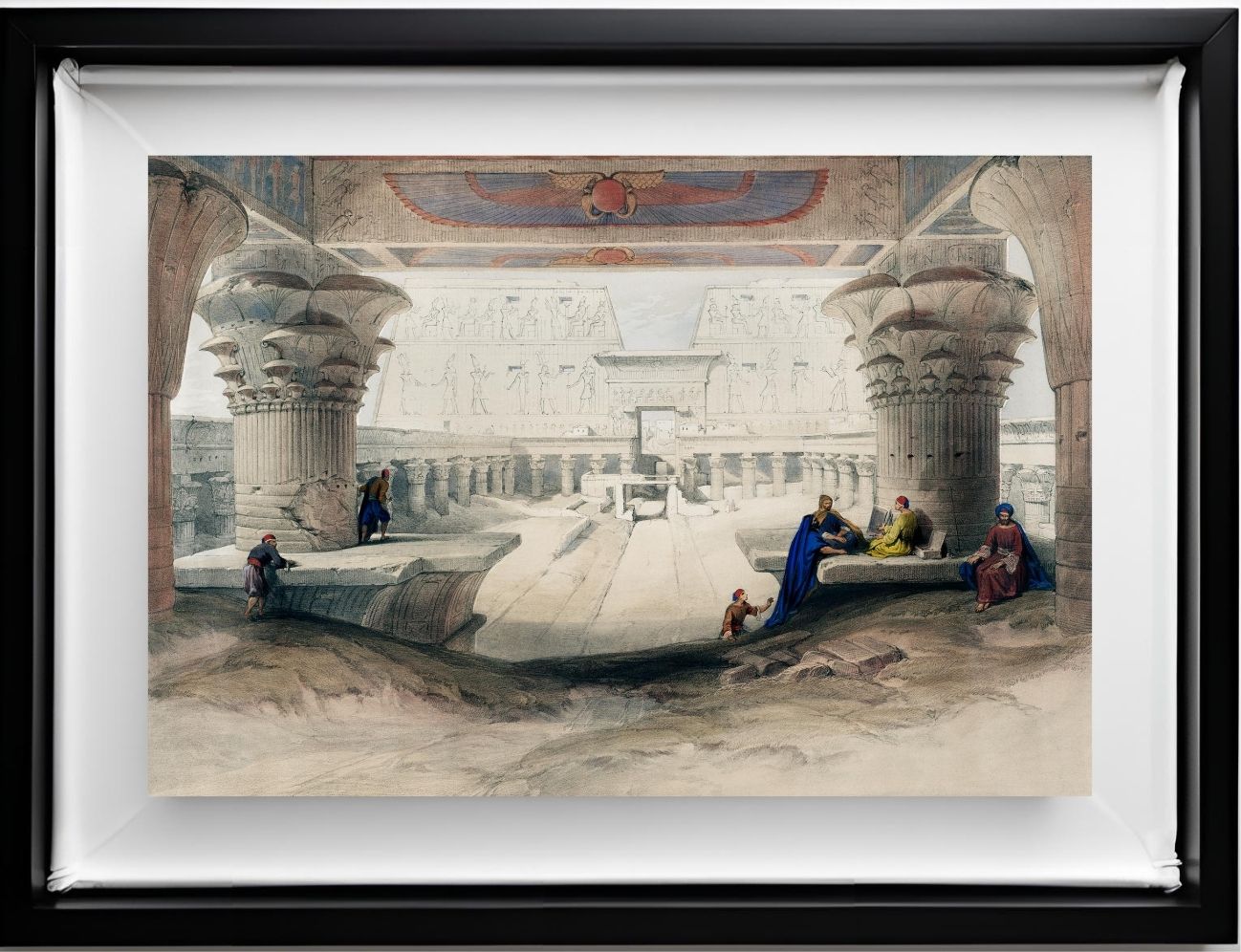 View from under the portico of Temple of Edfou in upper Egypt