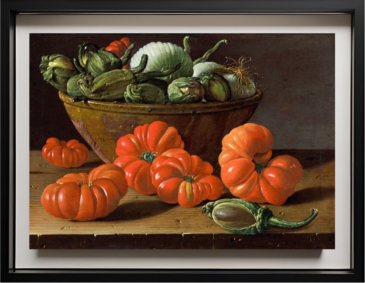 Still Life With Tomatoes, A Bowl Of Aubergines And Onions