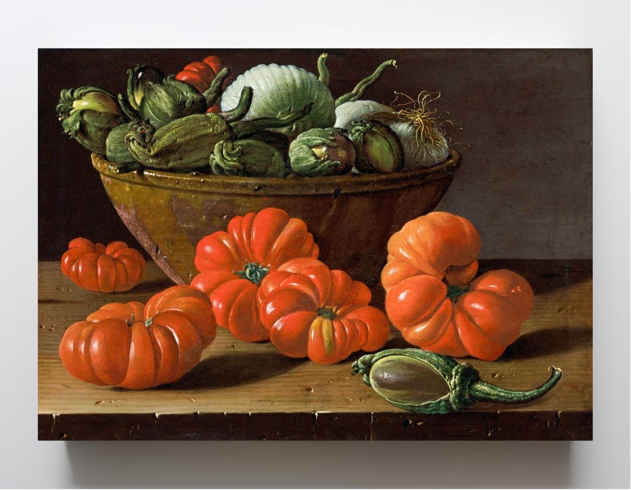 Still Life With Tomatoes, A Bowl Of Aubergines And Onions