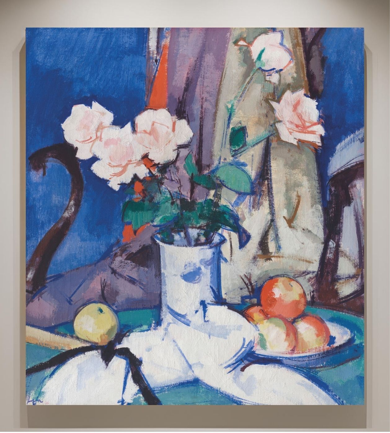 Still Life, Apples and Pink Roses