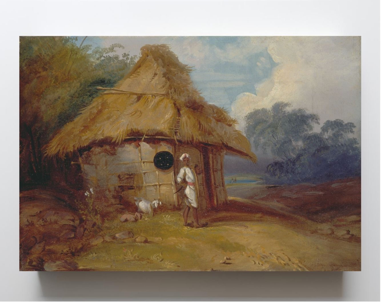 View in Southern India, with a Warrior Outside his Hut