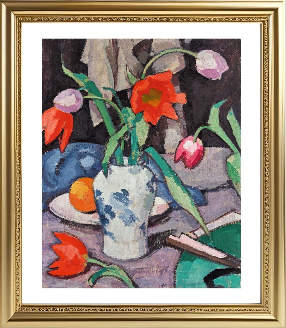 Still Life With Tulips And Fan 2