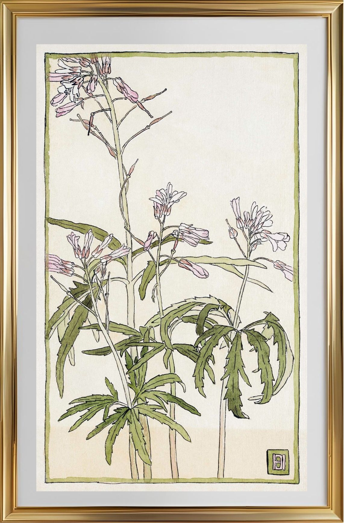 Pink Flowers with Spiky Green Leaves