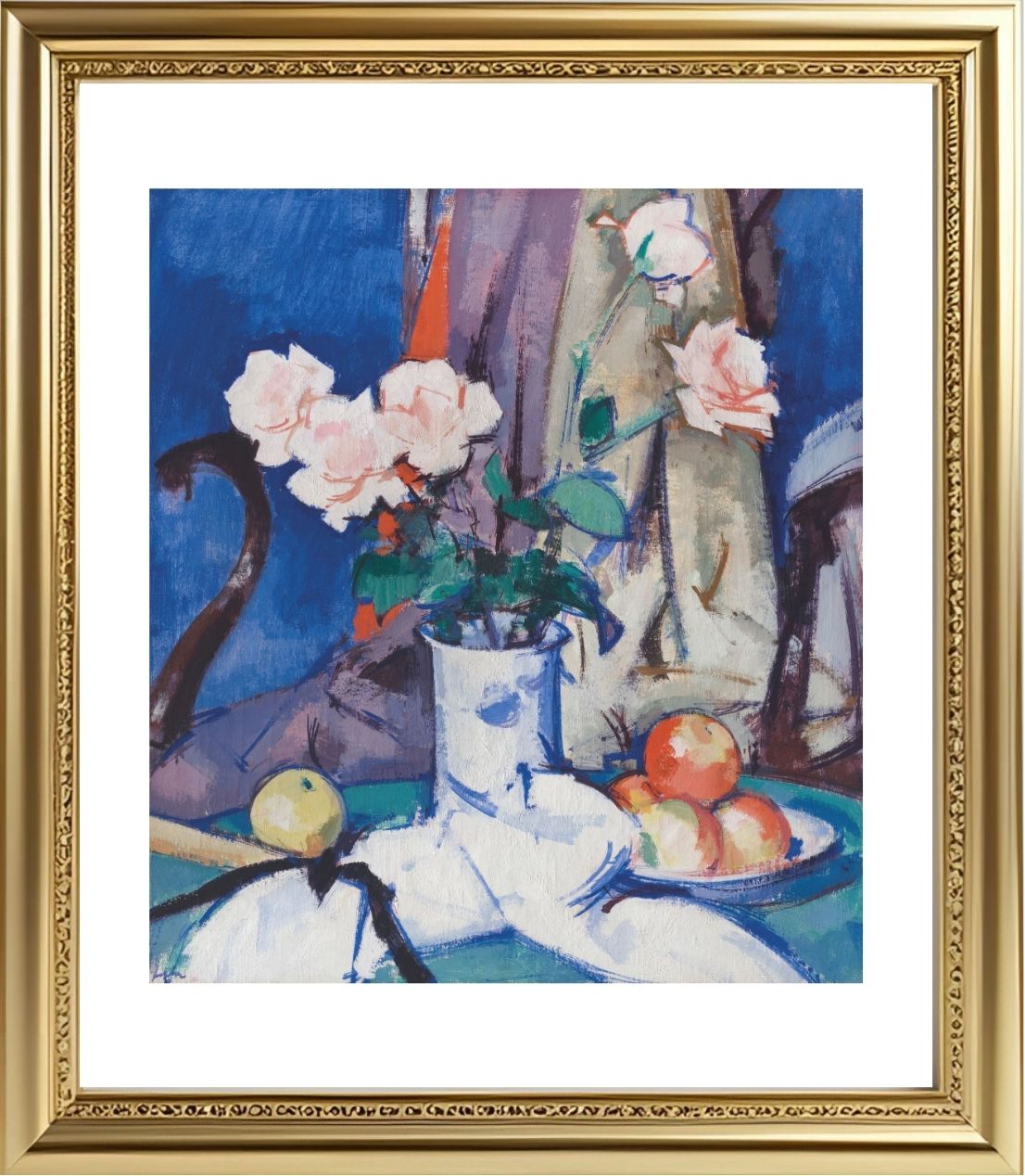 Still Life, Apples and Pink Roses