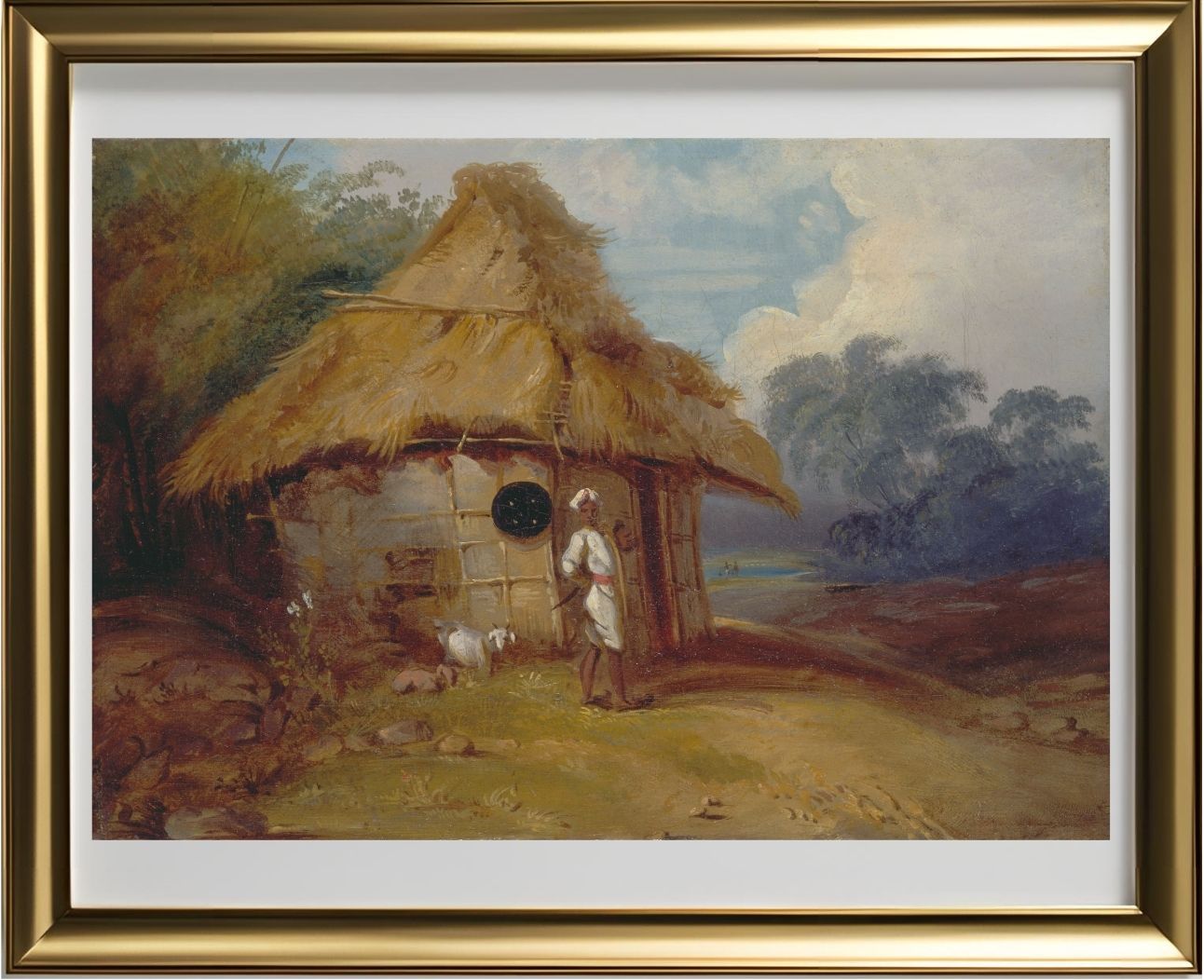 View in Southern India, with a Warrior Outside his Hut