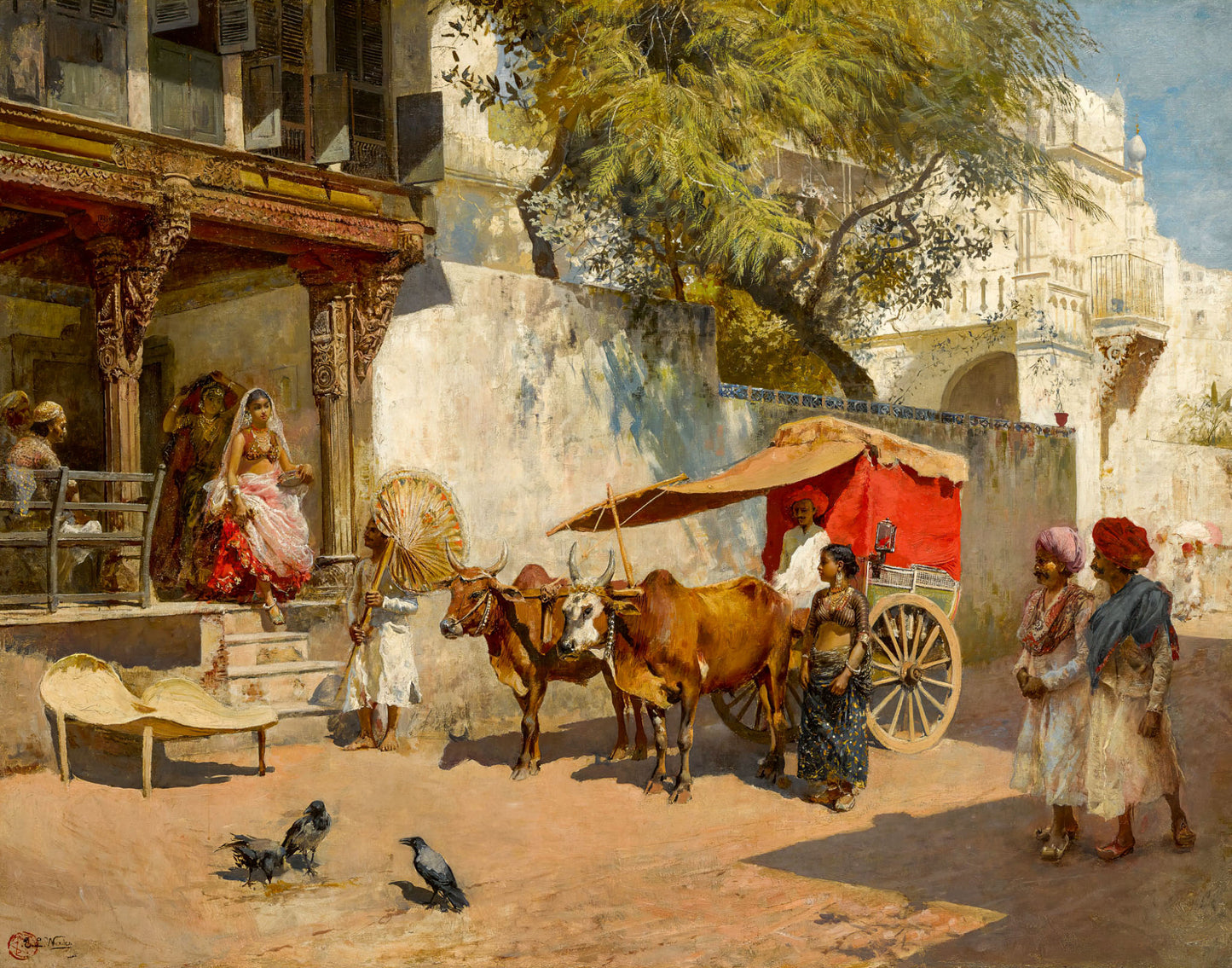 Nautch girls and bullock gharry, Ahmedabad