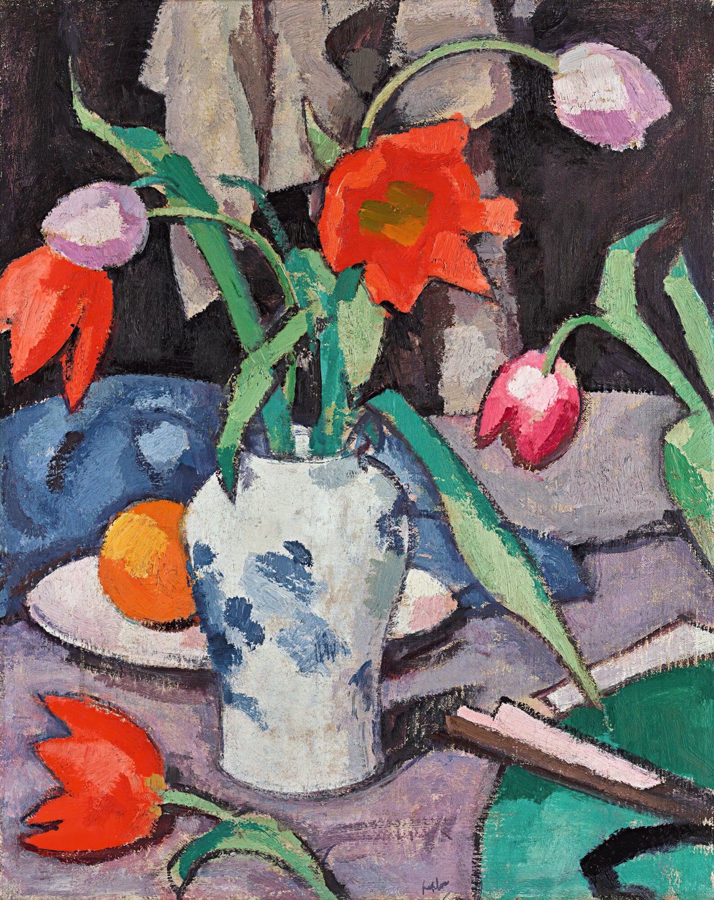 Still Life With Tulips And Fan 2