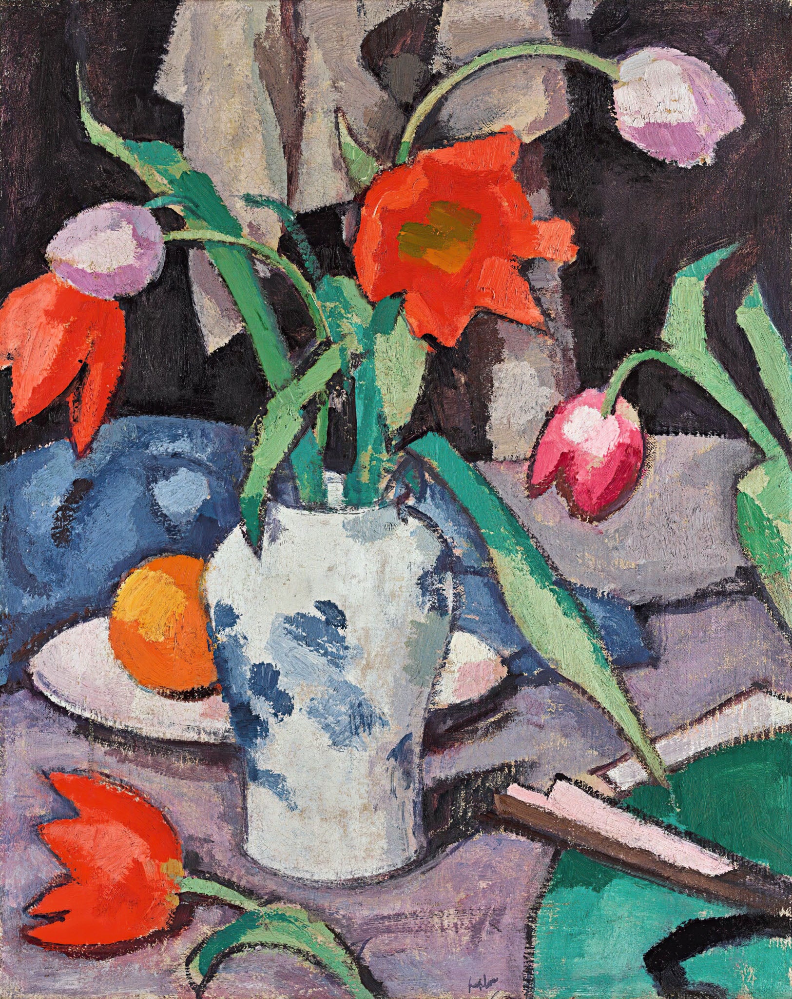 Still Life With Tulips And Fan 2
