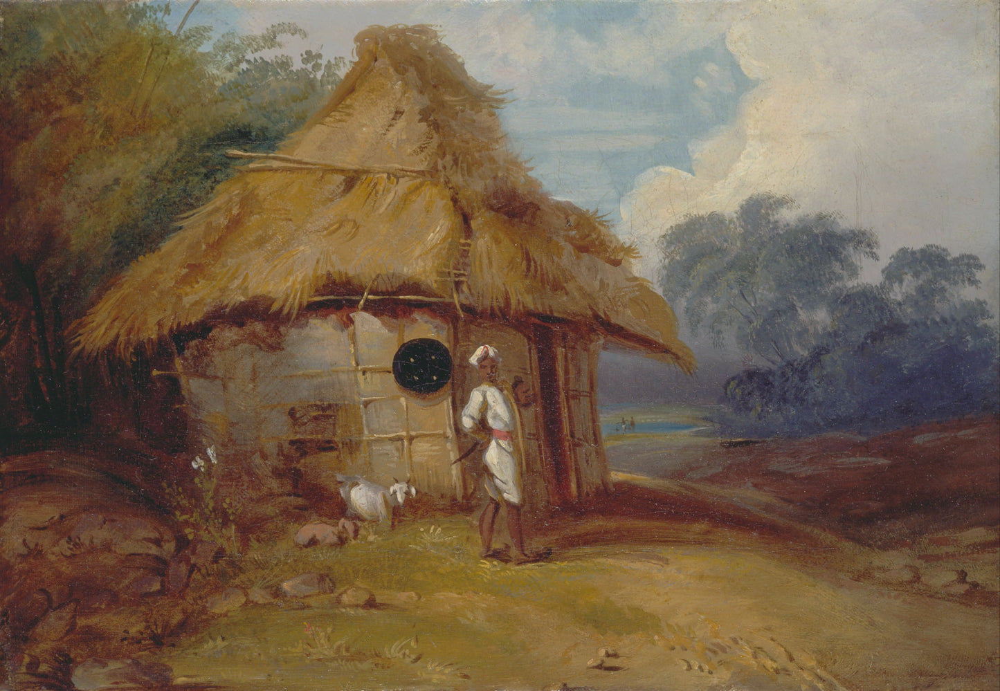 View in Southern India, with a Warrior Outside his Hut