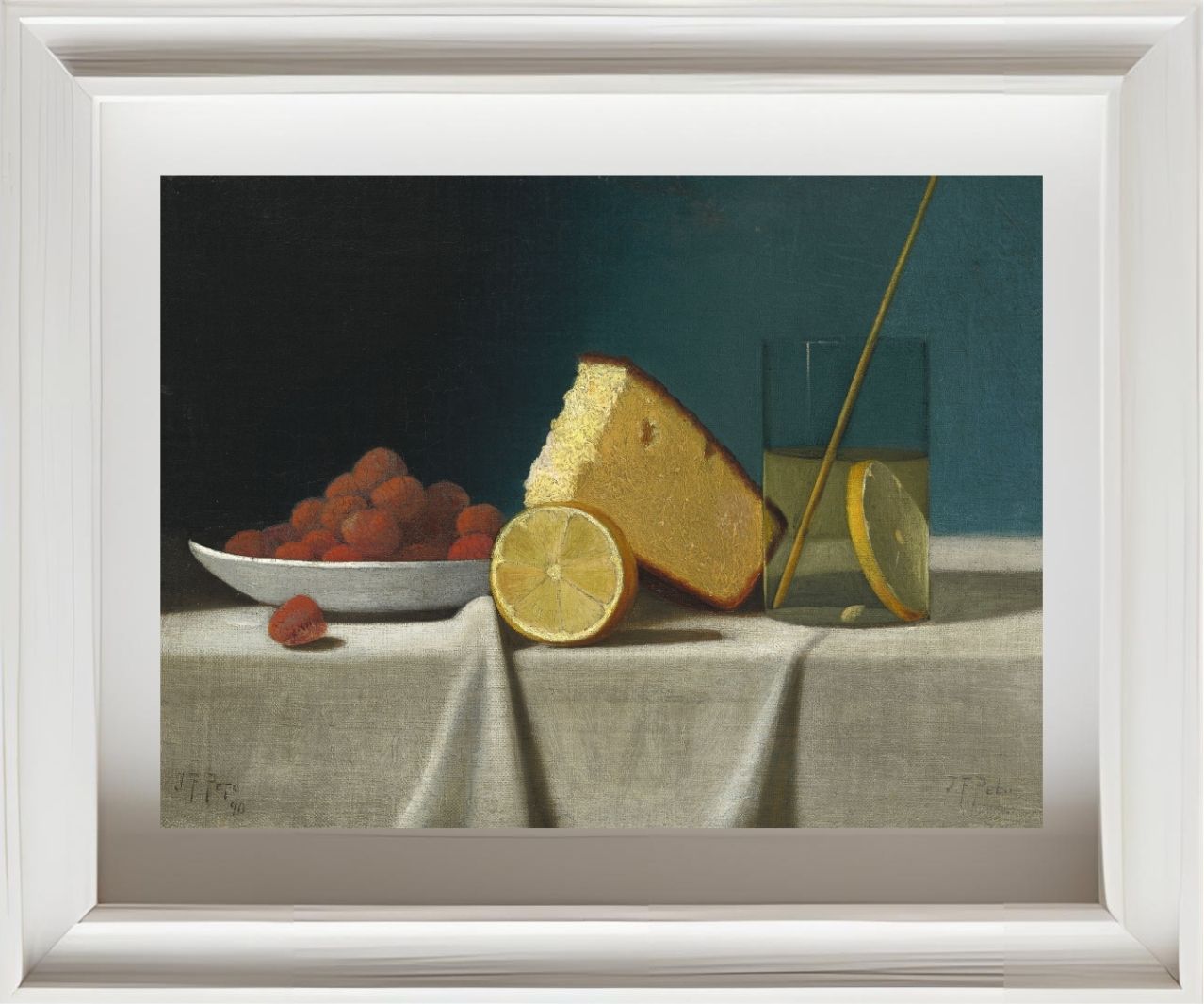 Still Life with Cake,Lemon Strawberries and Glass