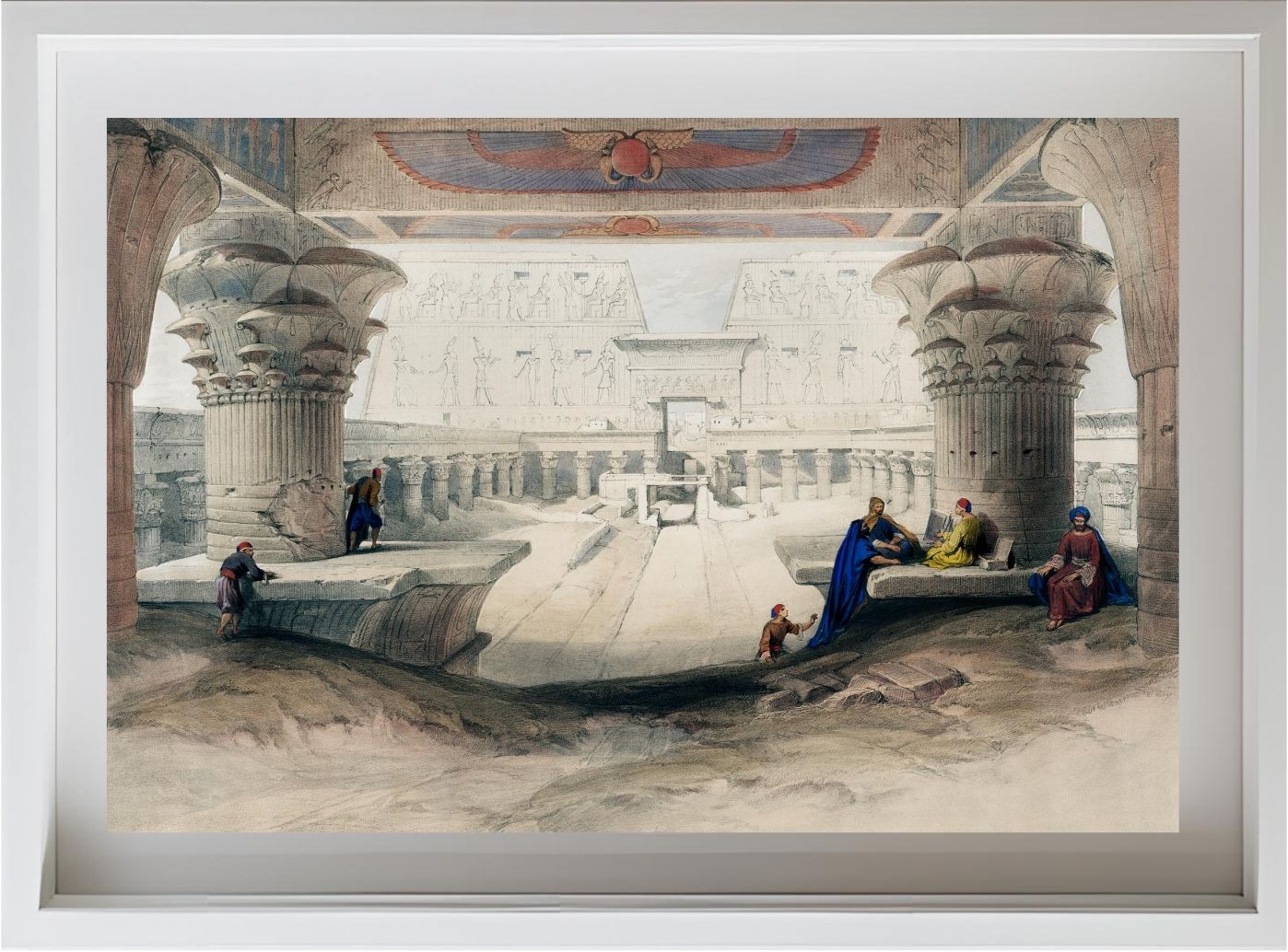 View from under the portico of Temple of Edfou in upper Egypt
