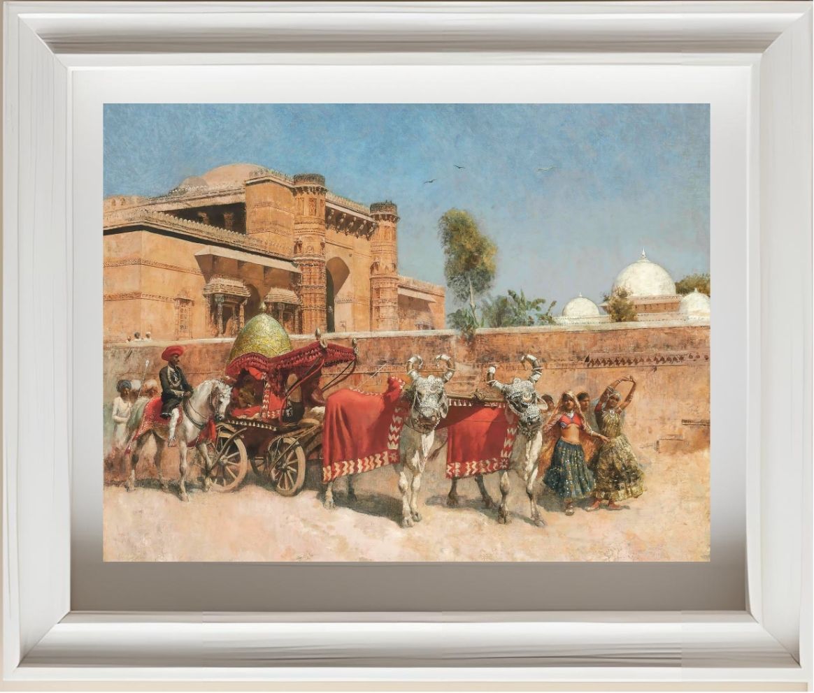 A Wedding Procession before a Palace in Rajasthan