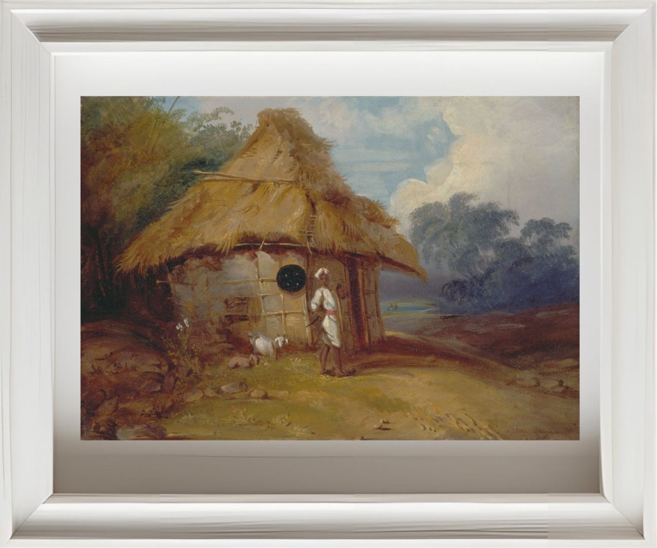 View in Southern India, with a Warrior Outside his Hut