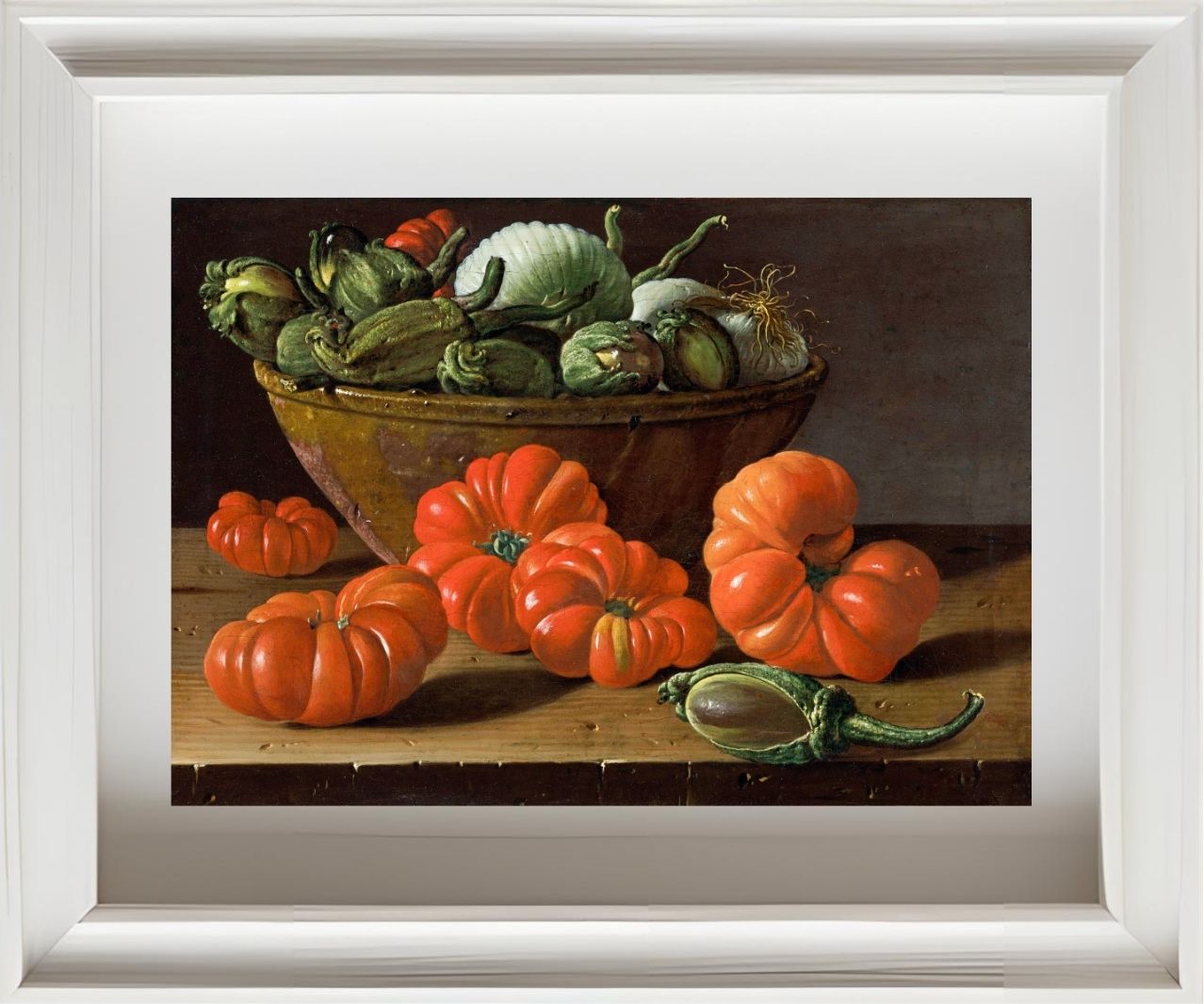 Still Life With Tomatoes, A Bowl Of Aubergines And Onions