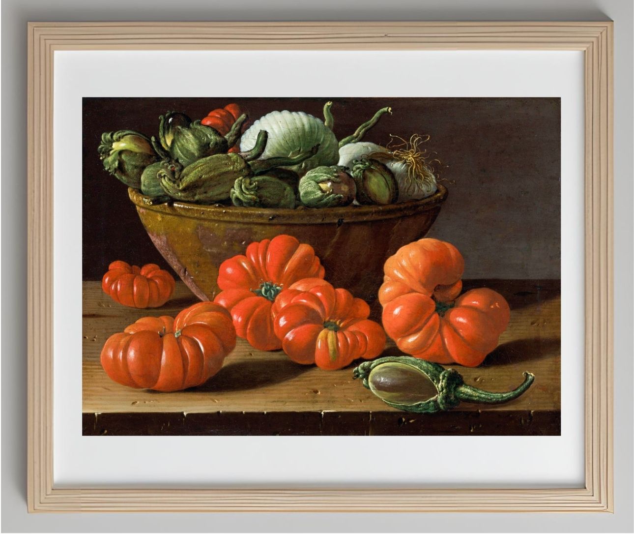 Still Life With Tomatoes, A Bowl Of Aubergines And Onions