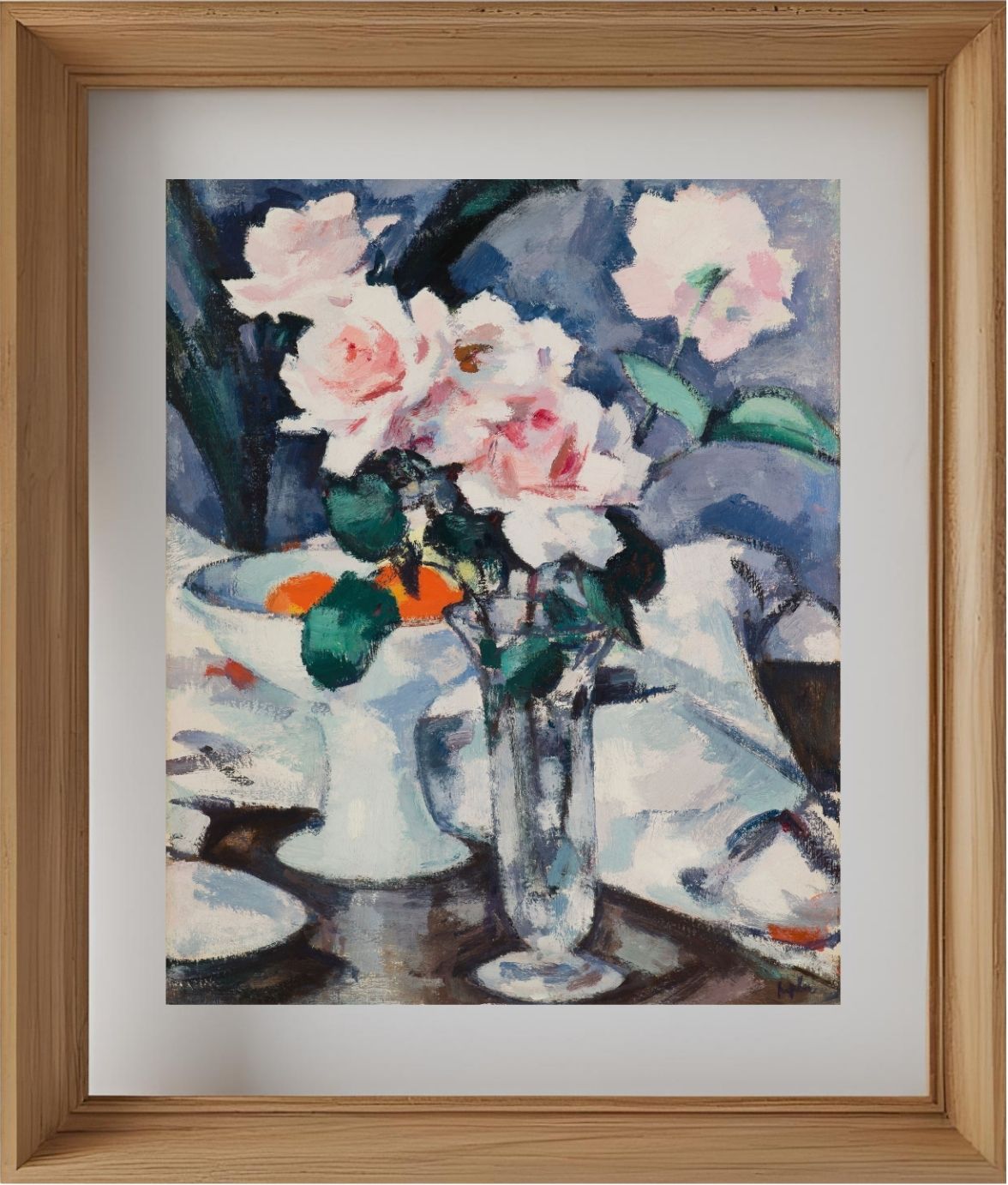 Pink Roses in a Glass Vase