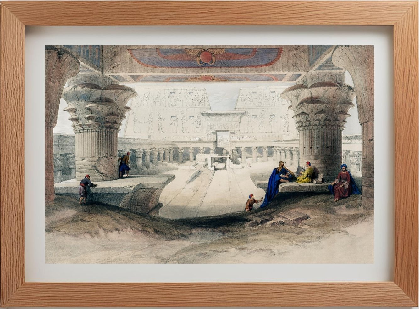 View from under the portico of Temple of Edfou in upper Egypt