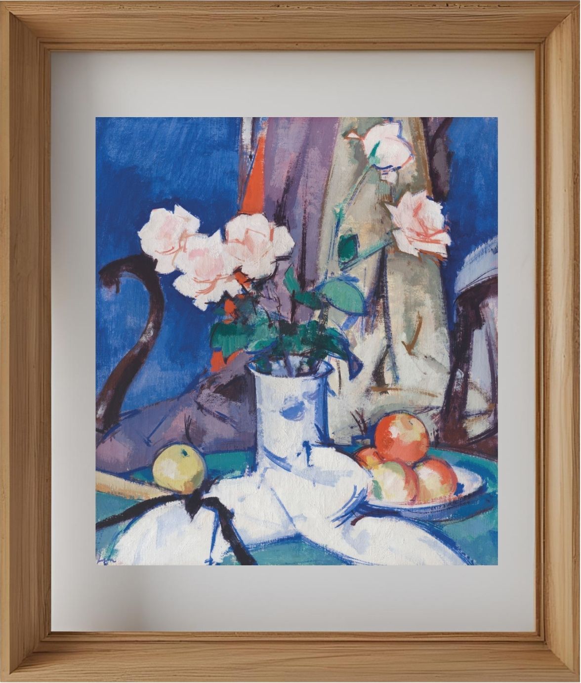 Still Life, Apples and Pink Roses