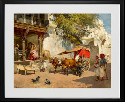Nautch girls and bullock gharry, Ahmedabad