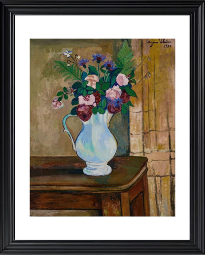 Bouquet de roses, bleuets et fougères