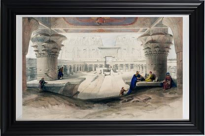 View from under the portico of Temple of Edfou in upper Egypt