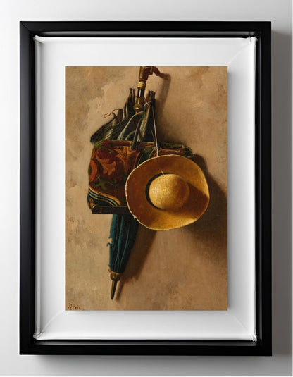 Umbrella, Hat and Carpet Bag