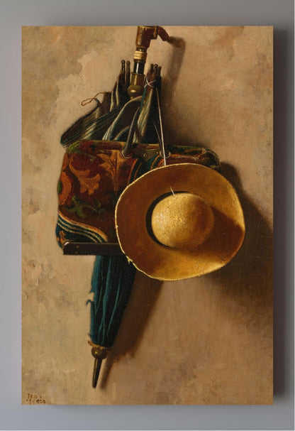 Umbrella, Hat and Carpet Bag