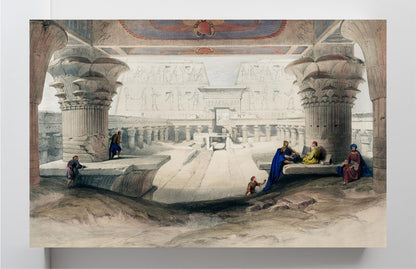 View from under the portico of Temple of Edfou in upper Egypt