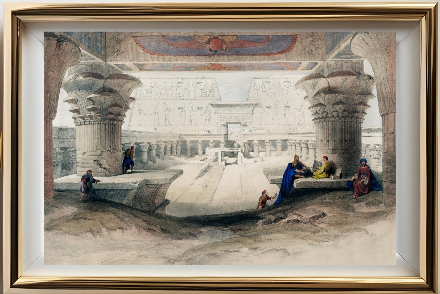 View from under the portico of Temple of Edfou in upper Egypt