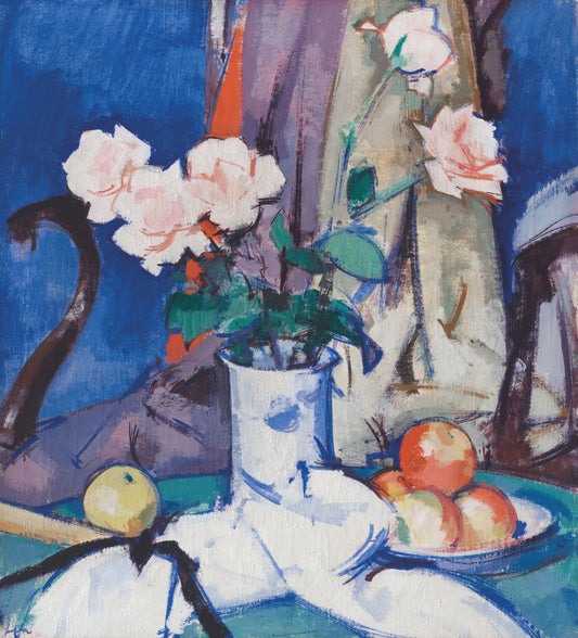 Still Life, Apples and Pink Roses