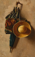 Umbrella, Hat and Carpet Bag