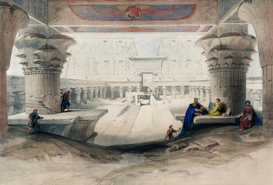 View from under the portico of Temple of Edfou in upper Egypt