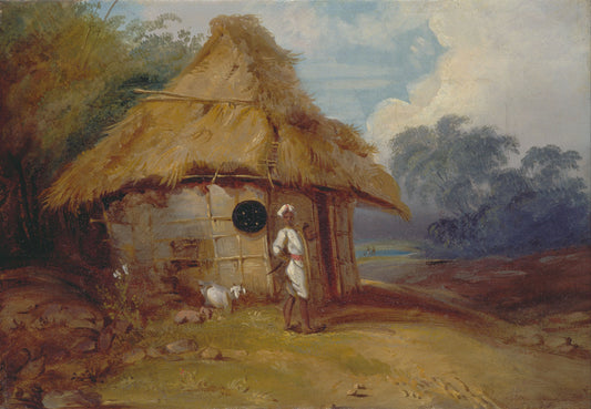 View in Southern India, with a Warrior Outside his Hut