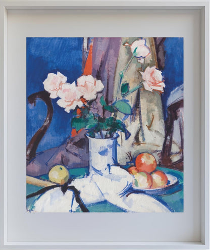 Still Life, Apples and Pink Roses