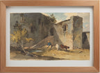 Figure with Cattle Standing in the Shadow of a Building