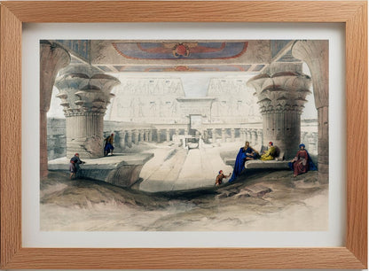 View from under the portico of Temple of Edfou in upper Egypt