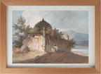 Figure Seated by an Indian Temple